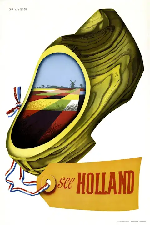 Vintažinis kelionių plakatas Holland 1950 – vintažinis kelionių plakatas | Framein