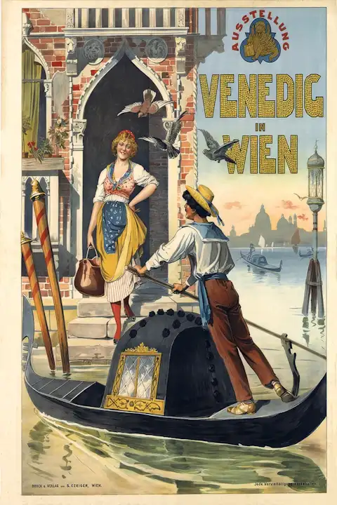 Vintažinis kelionių plakatas Venedig in Wien 1896 – vintažinis kelionių plakatas | Framein