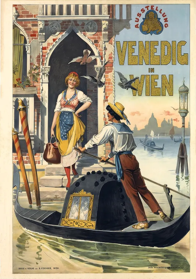 Vintažinis kelionių plakatas Venedig in Wien 1896 – vintažinis kelionių plakatas | Framein