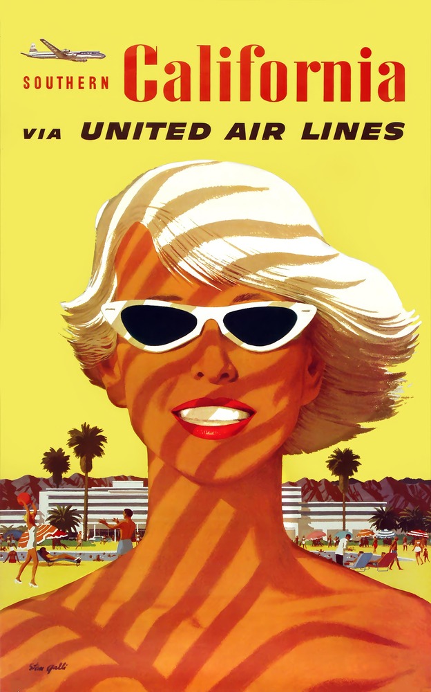 Vintažinis kelionių plakatas United Airlines California – vintažinis kelionių plakatas | Framein