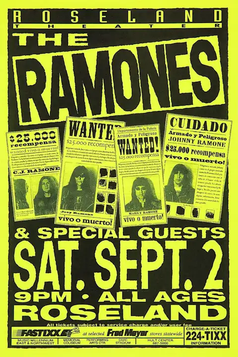 Vintažinis Ramones 5 koncerto plakatas – vintažinis koncerto plakatas | Framein