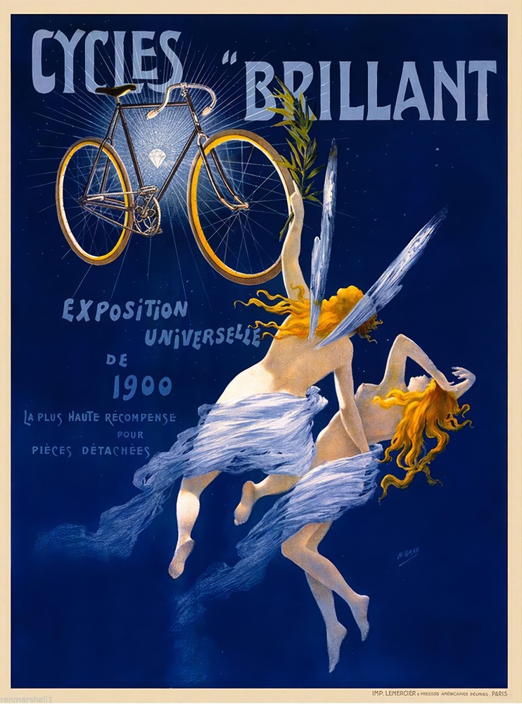 Vintažinis kelionių plakatas Cycles Brilliant 1900 France – vintažinis kelionių plakatas | Framein