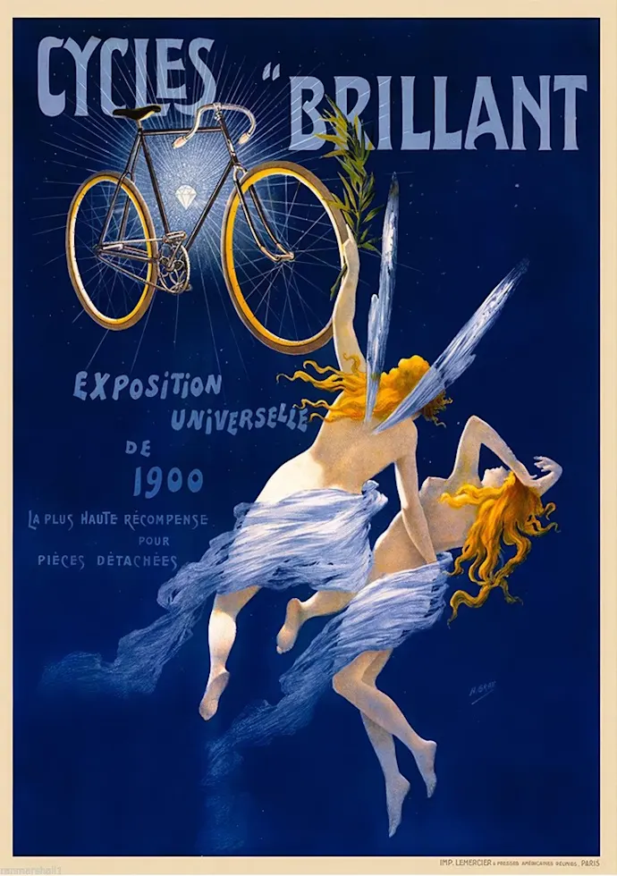 Vintažinis kelionių plakatas Cycles Brilliant 1900 France – vintažinis kelionių plakatas | Framein