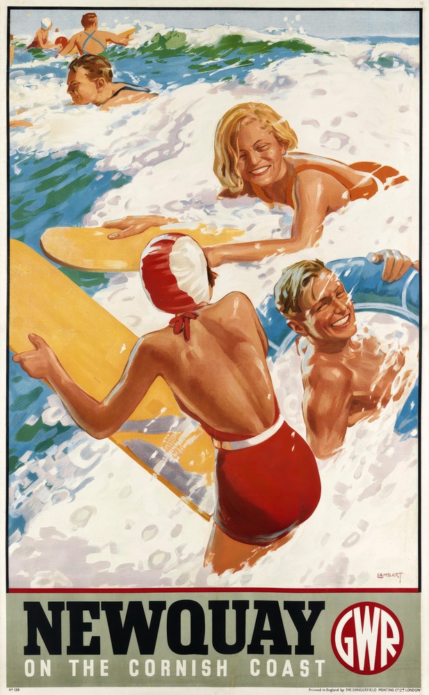 Vintažinis kelionių plakatas Newquay on the Cornish Coast 1937 – vintažinis kelionių plakatas | Framein
