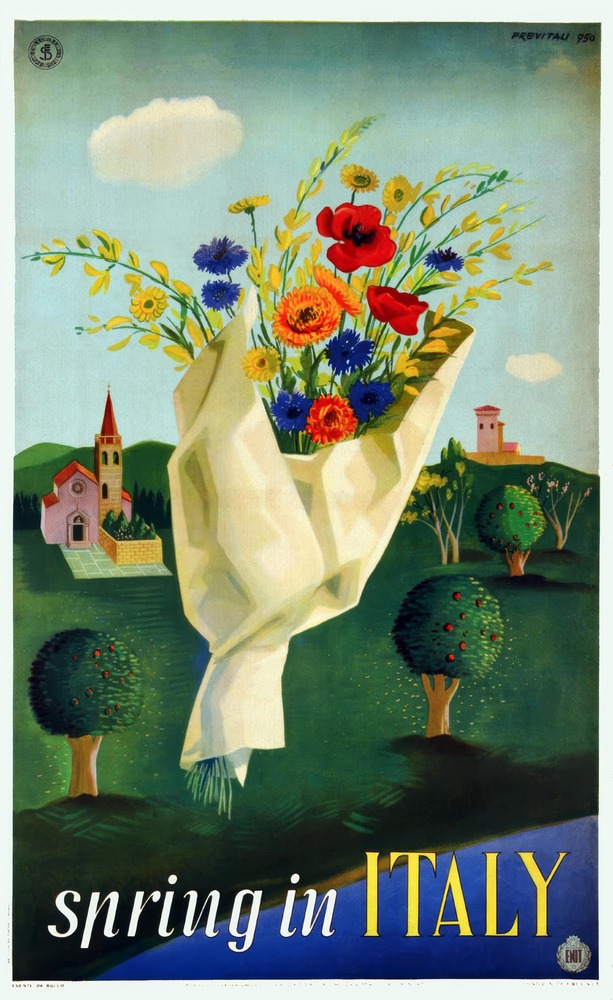 Vintažinis kelionių plakatas Spring in Italy 1950 – vintažinis kelionių plakatas | Framein