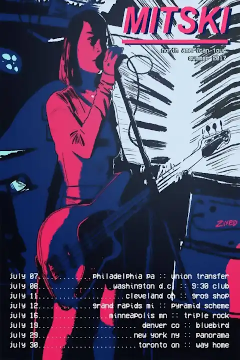 Vintažinis Mitski koncerto plakatas – vintažinis koncerto plakatas | Framein