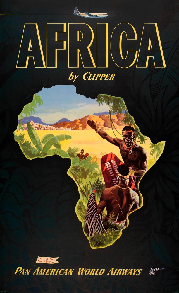 Vintažinis kelionių plakatas Africa By Clipper – vintažinis kelionių plakatas | Framein