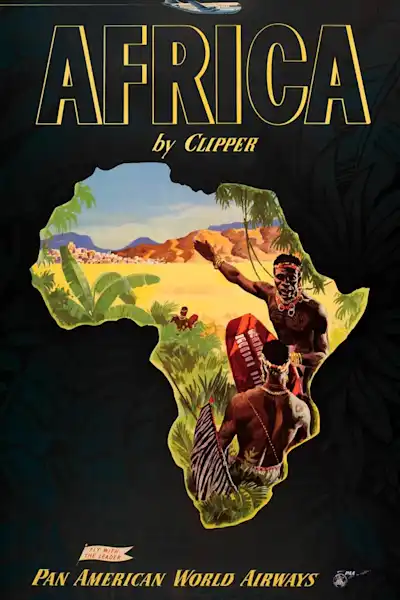 Vintažinis kelionių plakatas Africa By Clipper – vintažinis kelionių plakatas | Framein