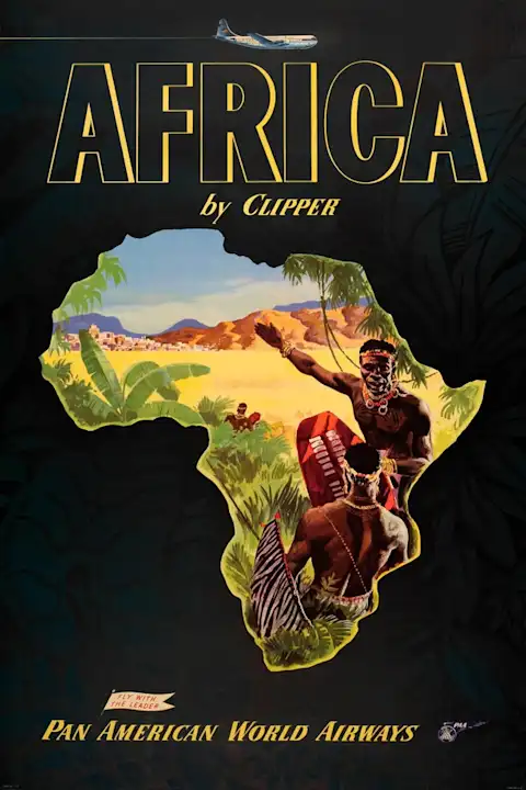 Vintažinis kelionių plakatas Africa By Clipper – vintažinis kelionių plakatas | Framein