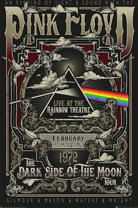 Vintažinis Pink Floyd 2 koncerto plakatas – vintažinis koncerto plakatas | Framein
