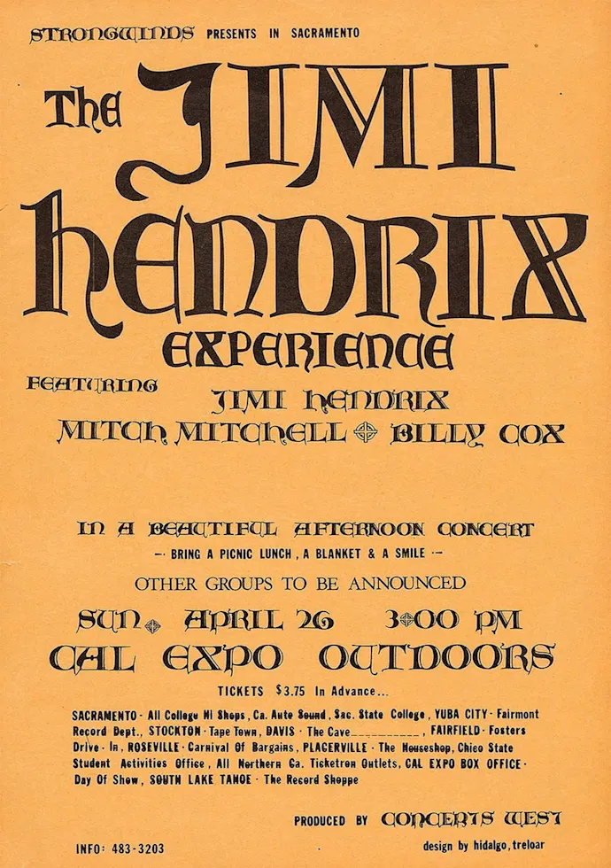 Vintažinis Jimi Hendrix (4) koncerto plakatas – vintažinis koncerto plakatas | Framein