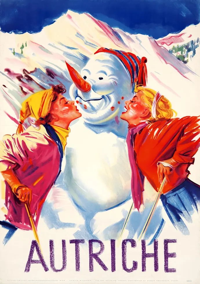 Vintažinis kelionių plakatas Autriche 1950 – vintažinis kelionių plakatas | Framein