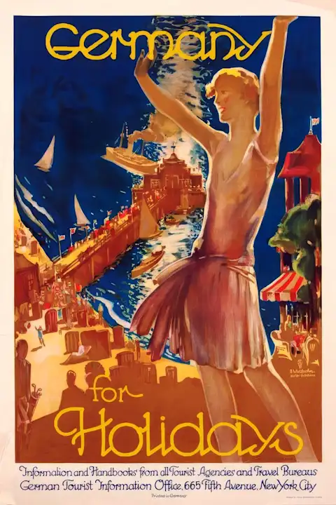 Vintažinis kelionių plakatas Germany for Holidays 1935 – vintažinis kelionių plakatas | Framein