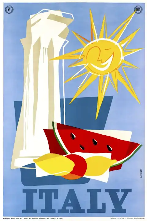 Vintažinis kelionių plakatas Italy 1955 – vintažinis kelionių plakatas | Framein