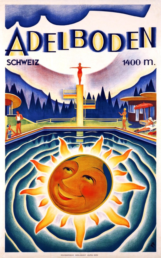 Vintažinis kelionių plakatas Adelboden Schweiz 1933 – vintažinis kelionių plakatas | Framein