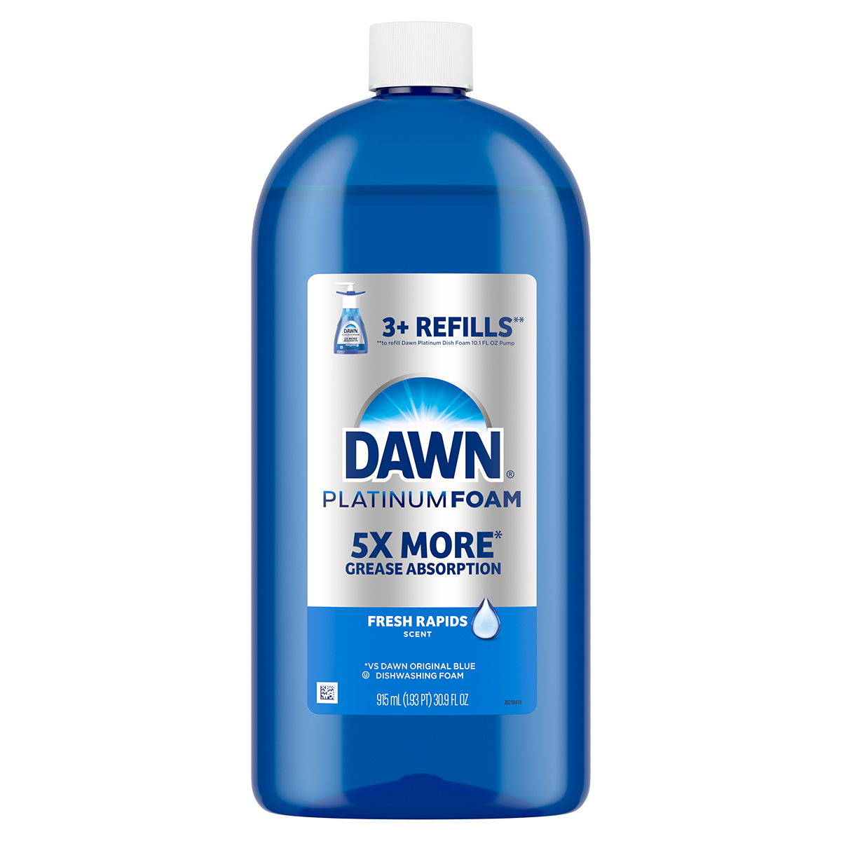 Recarga de espuma para trastes Dawn Platinum, Fresh Rapids 915 ml