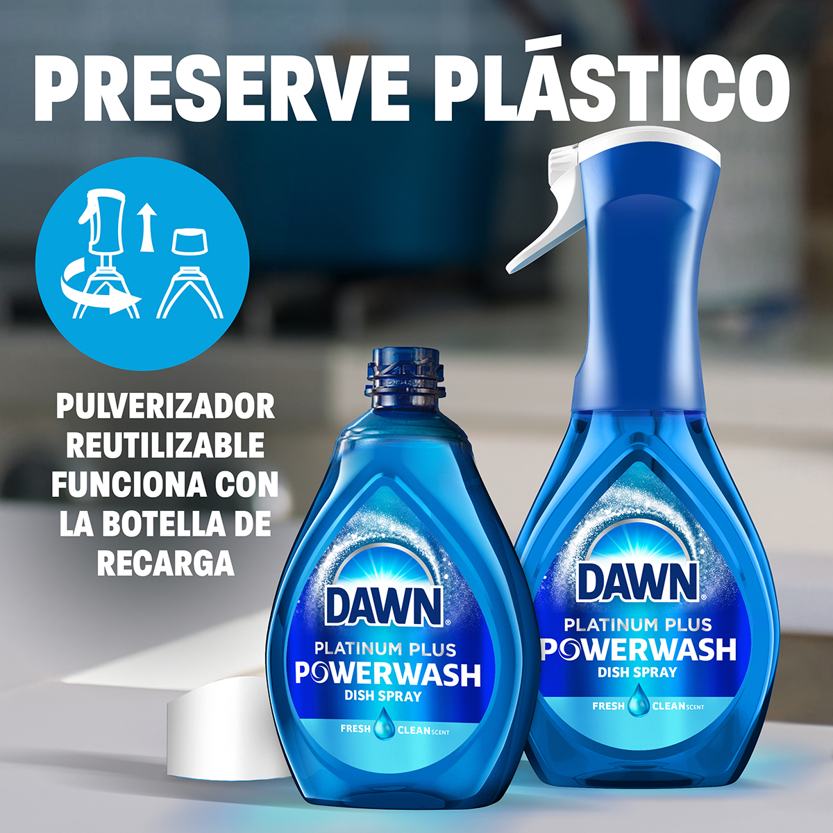 PRESERVE PLÁSTICO; PULVERIZADOR  REUTILIZABLE FUNCIONA CON LA BOTELLA DE RECARGA