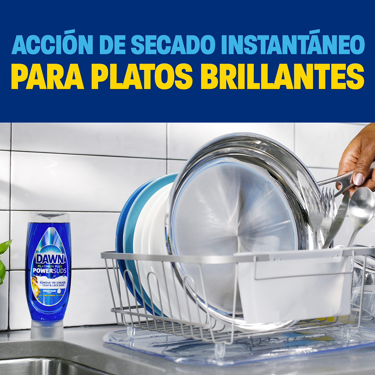 ACCIÓN DE SECADO INSTANTÁNEO PARA PLATOS BRILLANTES