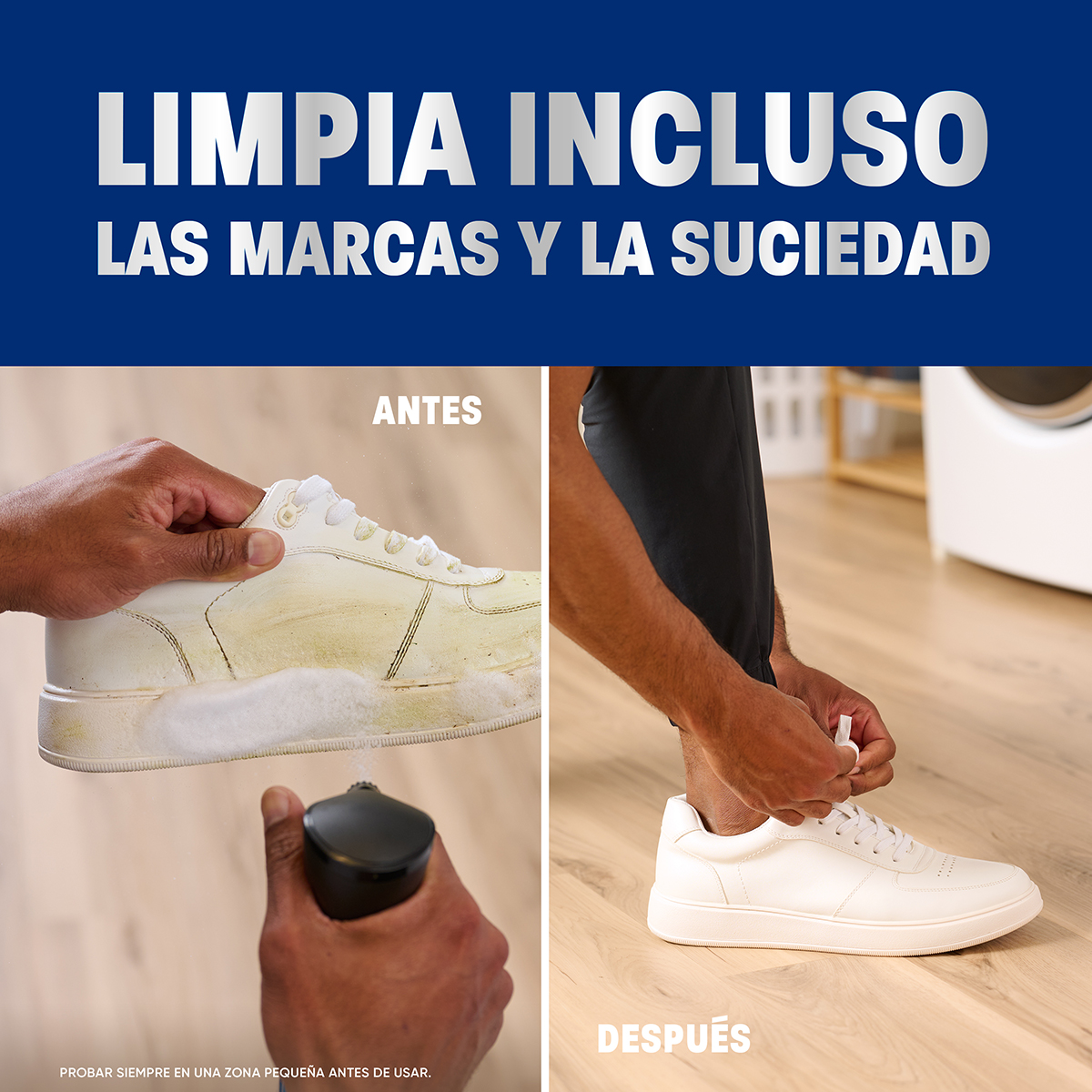 LIMPIA INCLUSO LAS MARCAS Y LA SUCIEDAD; PROBAR SIEMPRE EN UNA ZONA PEQUEÑA ANTES DE USAR.