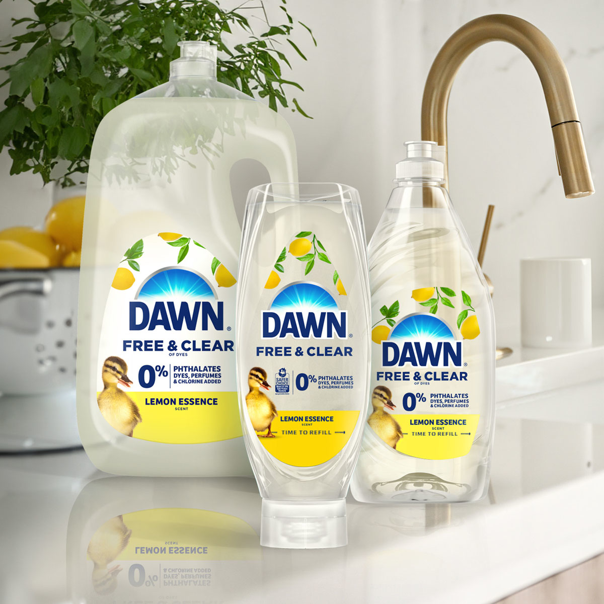 Líquido para trastes Dawn Free & Clear, Esencia de limón familia