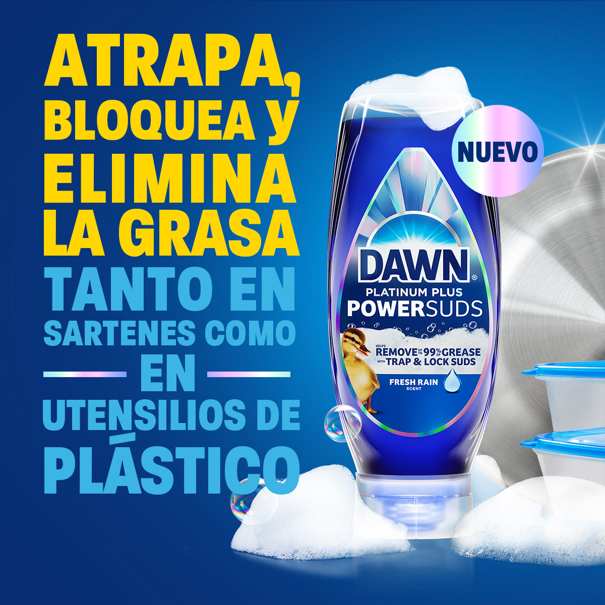 ATRAPA, BLOQUEA Y ELIMINA LA GRASA TANTO EN SARTENES COMO EN UTENSILIOS DE PLÁSTICO