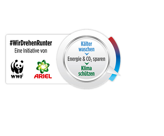 Logo der Wir Drehen Runter Initiative von WWF und Ariel