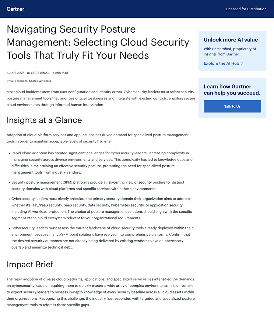 Gartner® Report -  Navigating Security Posture Management