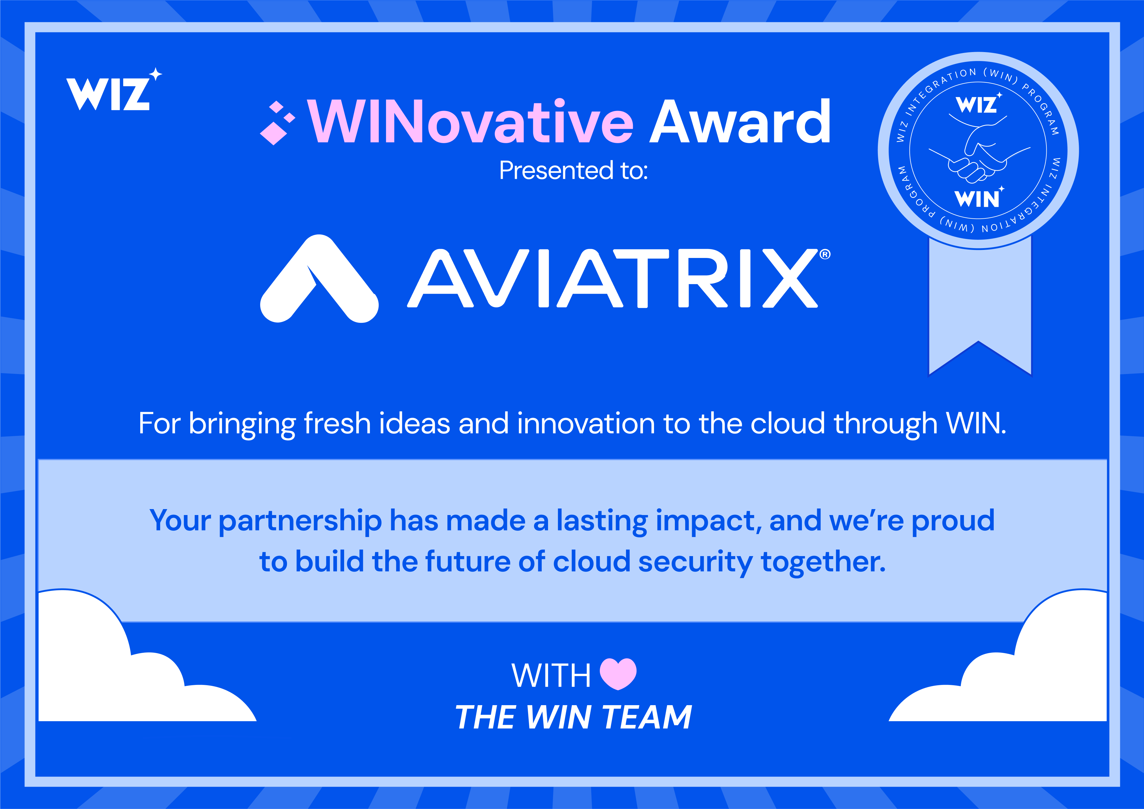 Wiz WINovative Award Certificate