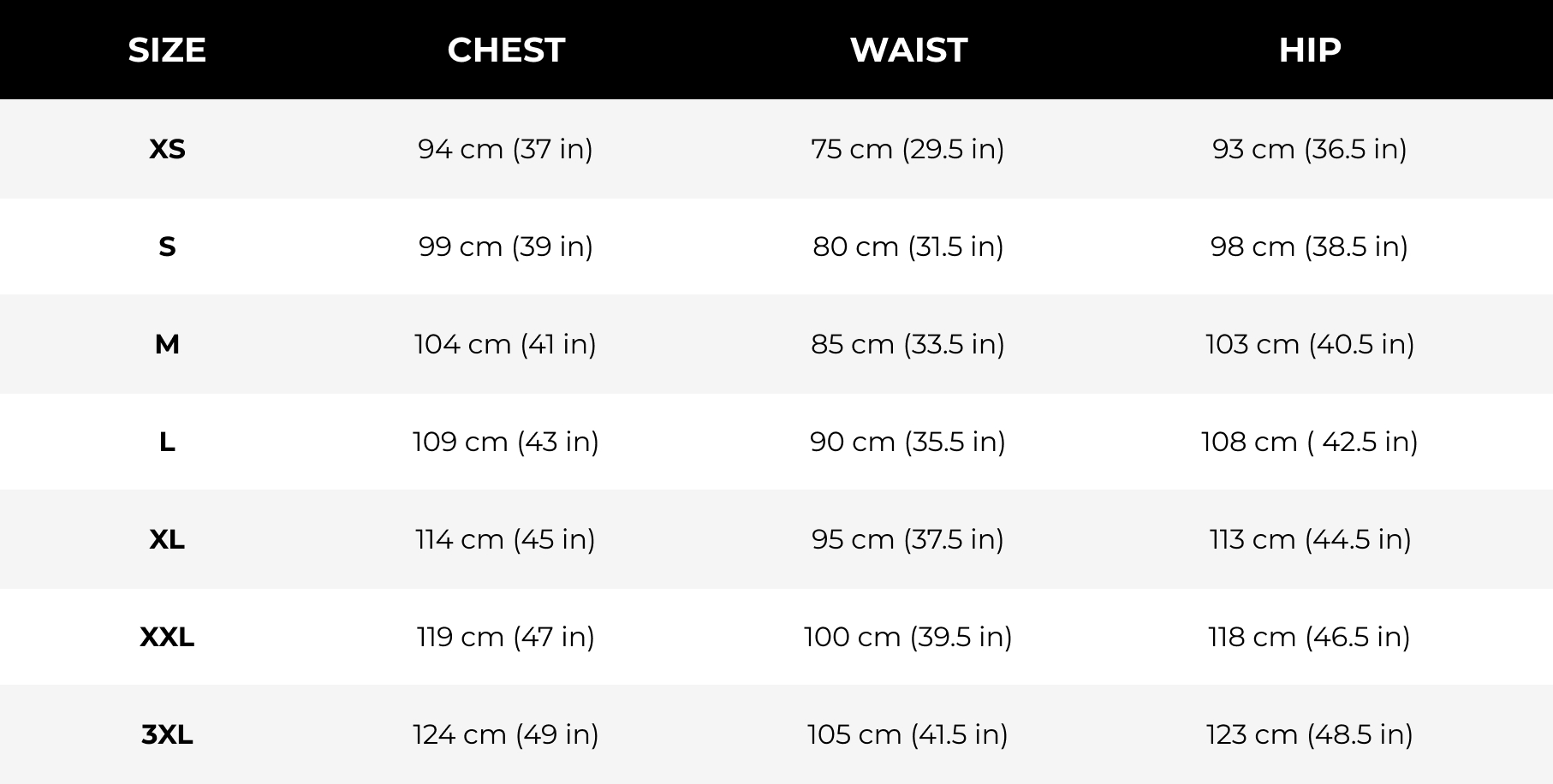 Gymshark - Men's Size Guide