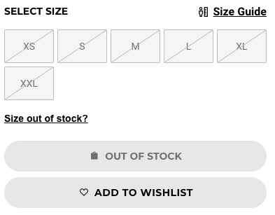 Out Of Stock Button