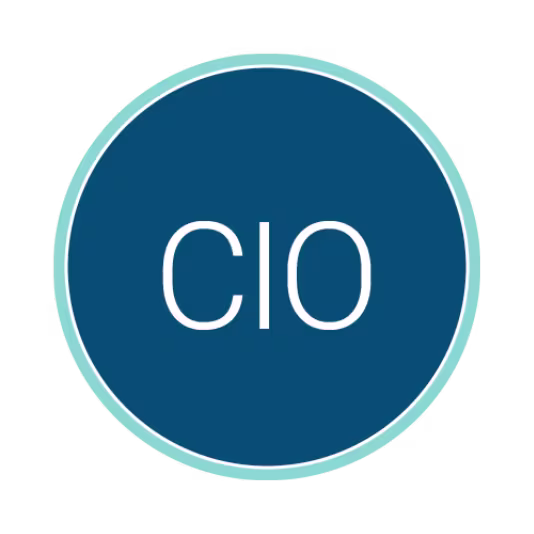 Circular blue logo with a light teal border containing the white acronym “CIO” centered inside.