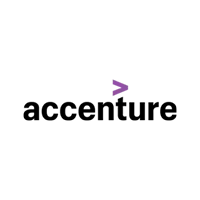 Accenture logo featuring the company name in bold black font with a forward-pointing purple greater-than symbol above the "t".