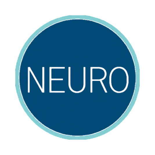 Circular blue icon with a light blue border and the word “NEURO” centered.