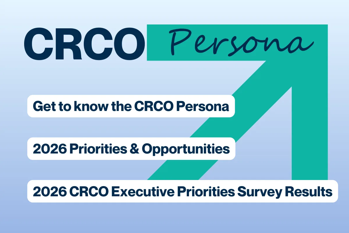 Graphic titled “CRCO Persona” highlighting 2026 priorities and executive survey results.