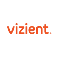 Vizient logo displayed in lowercase orange letters with a period at the end, set against a transparent background.