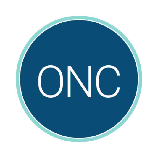 Circular blue logo with a light teal border containing the white acronym “ONC” centered inside.