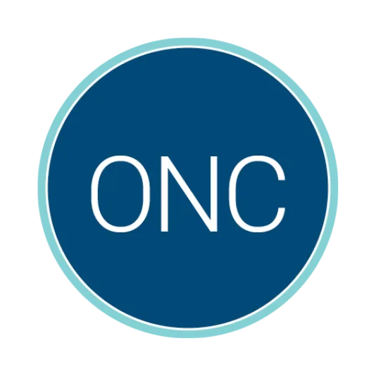 Circular blue logo with a light teal border containing the white acronym “ONC” centered inside.