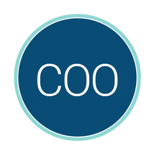 Circular blue logo with a light teal border containing the white acronym “COO” centered inside.