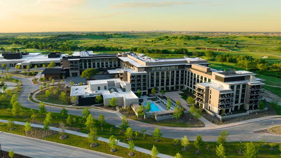An exterior view of the Omni PGA Frisco Resort & Spa