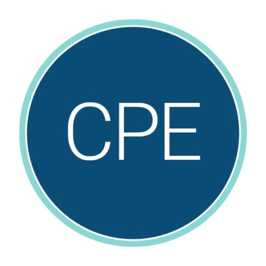 Circular blue logo with a light teal border containing the white acronym “CPE” centered inside.