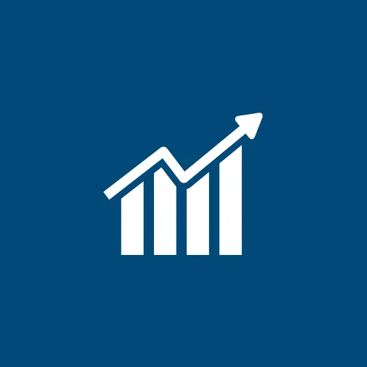 A bar chart icon with an upward-trending arrow.