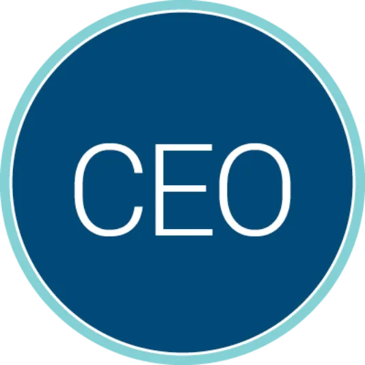 Circular blue logo with a light teal border containing the white acronym “CEO” centered inside.