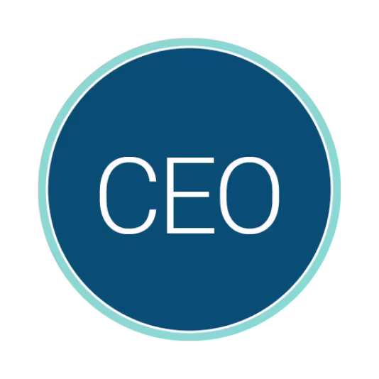 Circular blue logo with a light teal border containing the white acronym “CEO” centered inside.