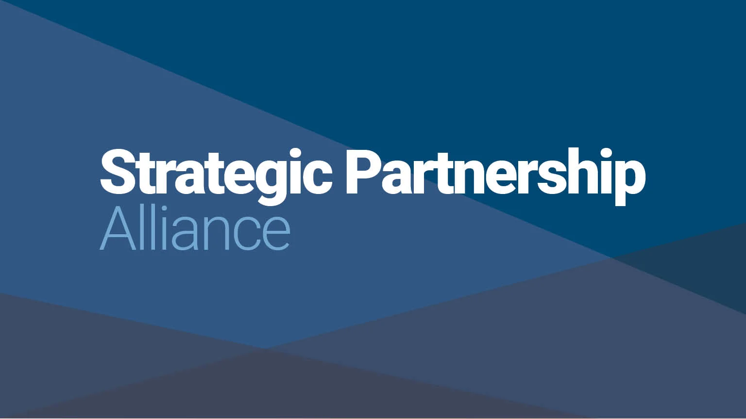 Strategic Partnership Alliance logo displayed in bold white and blue text on a dark blue geometric background.


