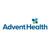 AdventHealth health system logo with blue text and a four-leaf icon composed of green and blue shapes.