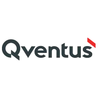 Qventus logo with the company name in dark gray lowercase letters and a red accent mark above the "s."