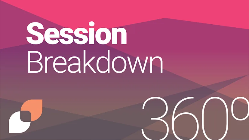 Graphic with a bold pink and purple gradient background displaying the text “Session Breakdown 360°” alongside The Health Management Academy logo in the bottom left corner.









