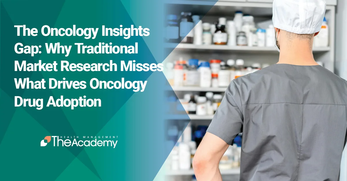 Oncology service line clinician reviewing oncology drug inventory inside a health system pharmacy, illustrating real-world oncology drug adoption challenges.