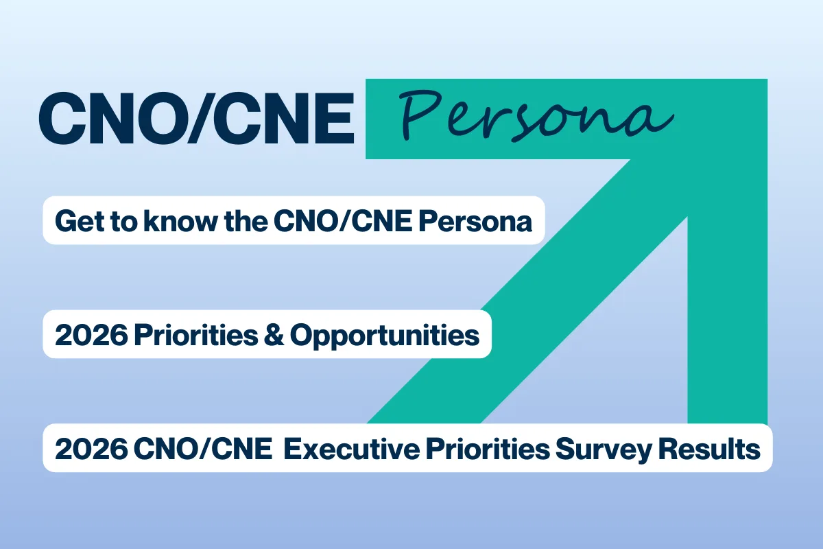 Graphic titled “CNO Persona” highlighting 2026 priorities and executive survey results.