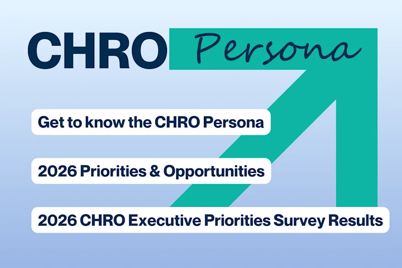 Graphic titled “CHRO Persona” highlighting 2026 priorities and executive survey results.